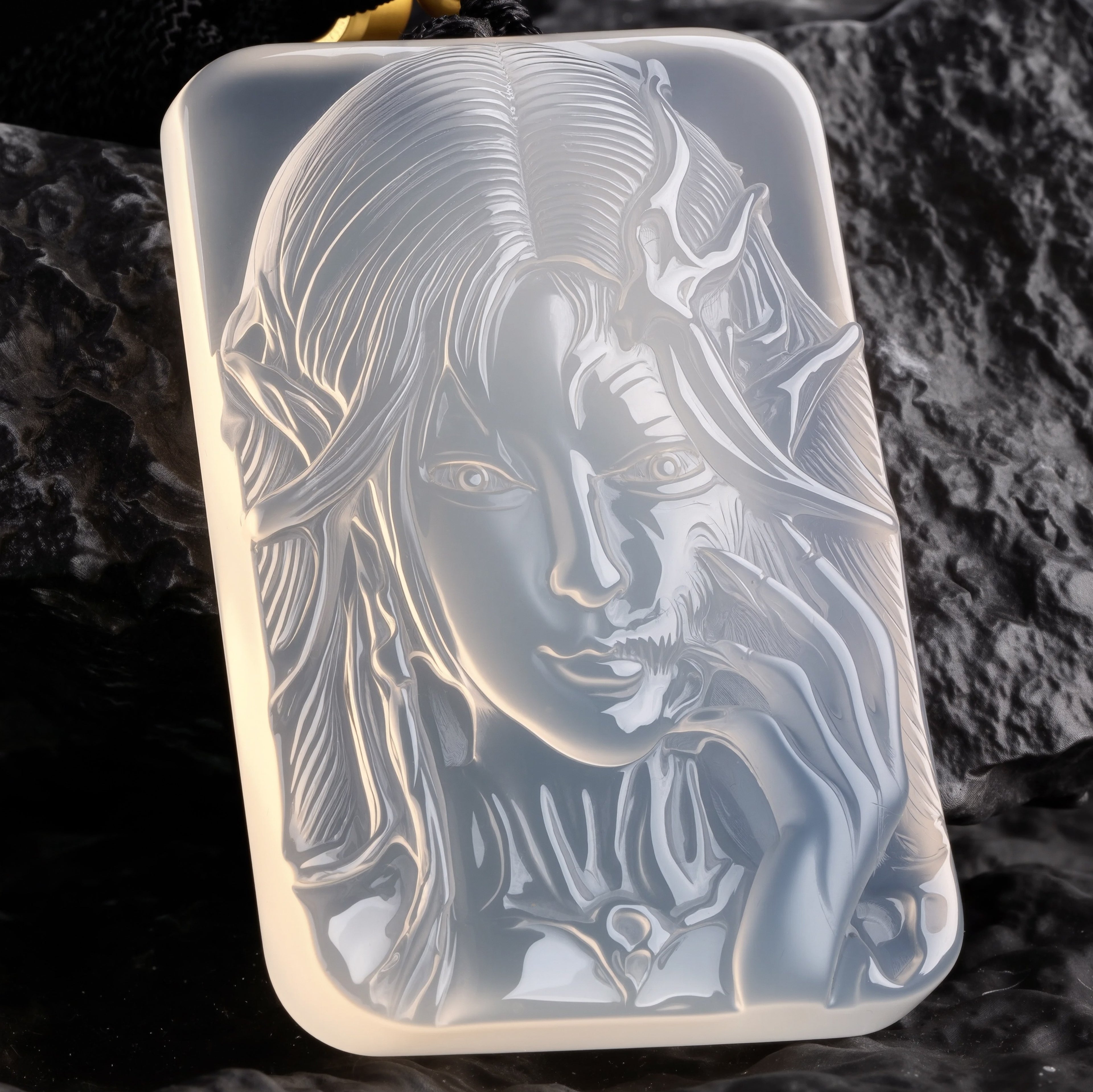 Cthulhu Mythos Elder Thing Agate Pendant | Dark Fantasy Gothic Necklace for Men & Women