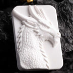 Handcarved Moon-Beast Pendant | Cthulhu Mythos Inspired Jewelry | White Porcelain Dragon Necklace for Cosmic Horror Fans