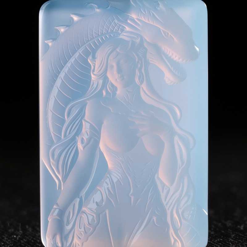 Cthulhu Mythos Ayi'ig "God of Venomous Wrath" Serpent God Icy Opalite Pendant - Great Old Ones Jewelry