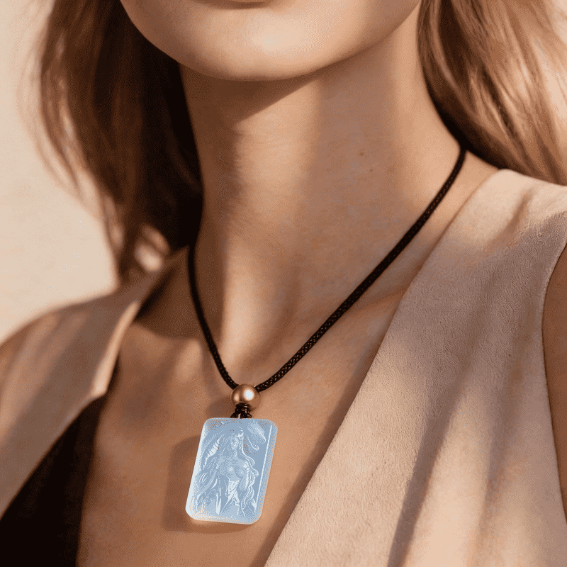 Cthulhu Mythos Ayi'ig "God of Venomous Wrath" Serpent God Icy Opalite Pendant - Great Old Ones Jewelry