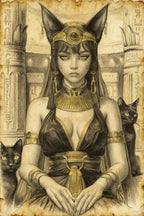 Hand Carved Bastet (Egyptian Cat Goddess) Rose Quartz Pendant | Black Cord Necklace